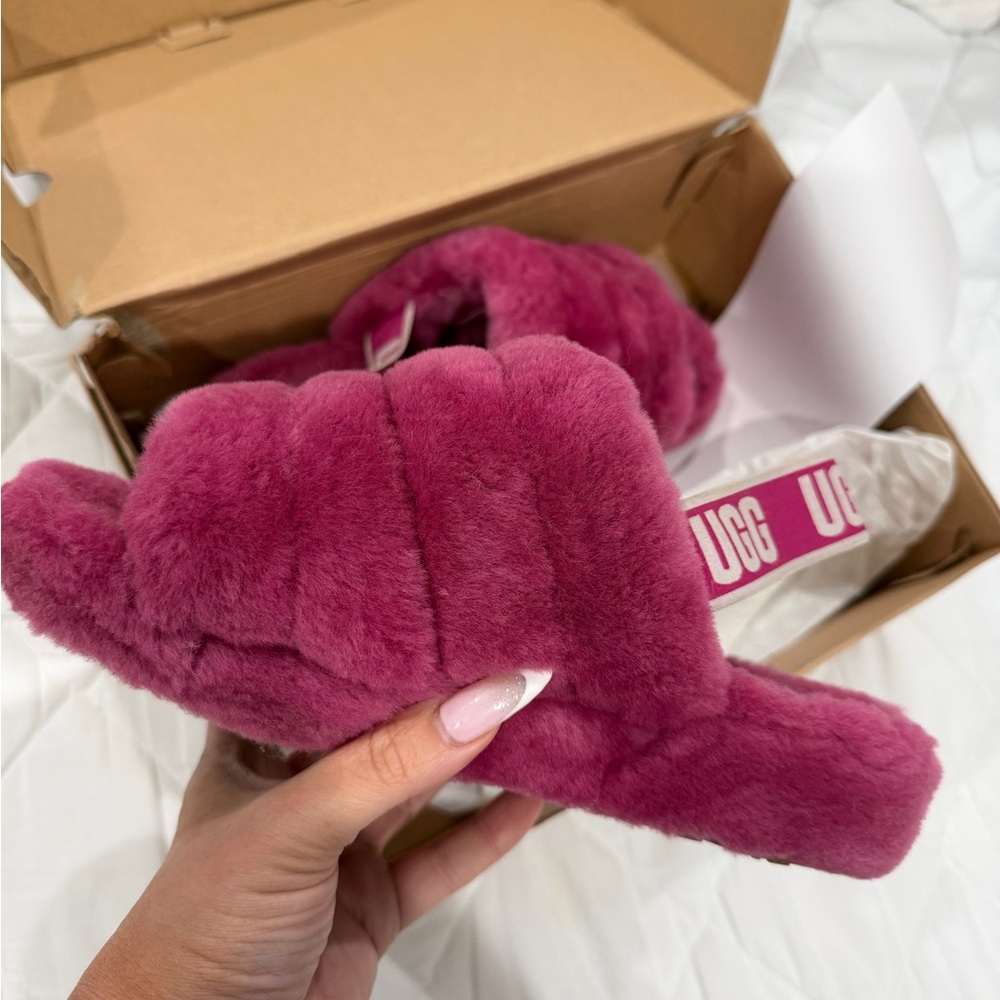 UGG Fuchsia Fluffy Slippers